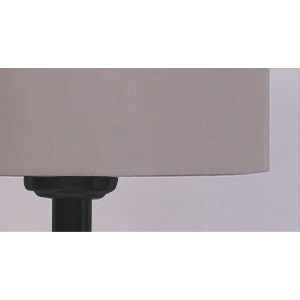 Tomas Grey Fabric Shade Floor Lamp with Black Iron Base