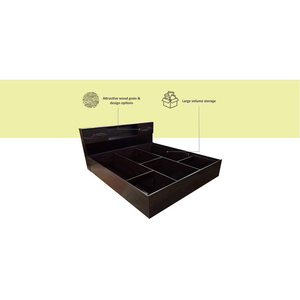 Aegiale Solid Wood King Size Drawer Storage Bed In Melamine Finish