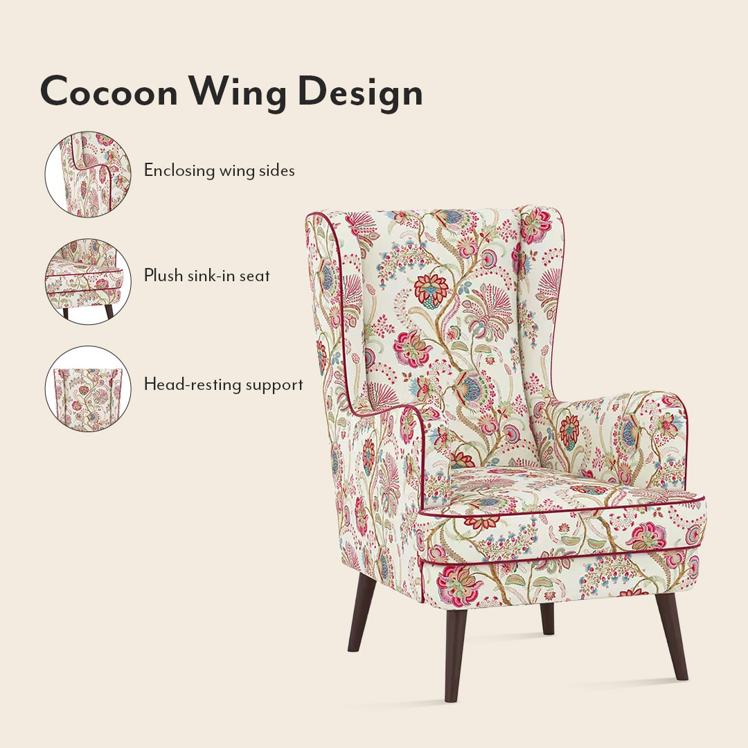 Genoa Lounge Chair In Viva bloom premium cotton Colour