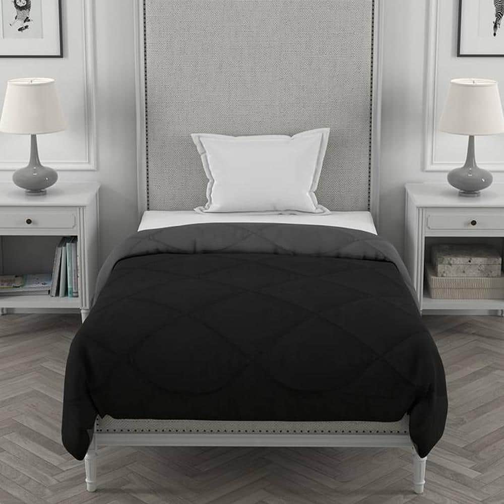 Ekiya 
Black-Dark Grey Solid 250 Gsm Microfiber Single Bed Comforter