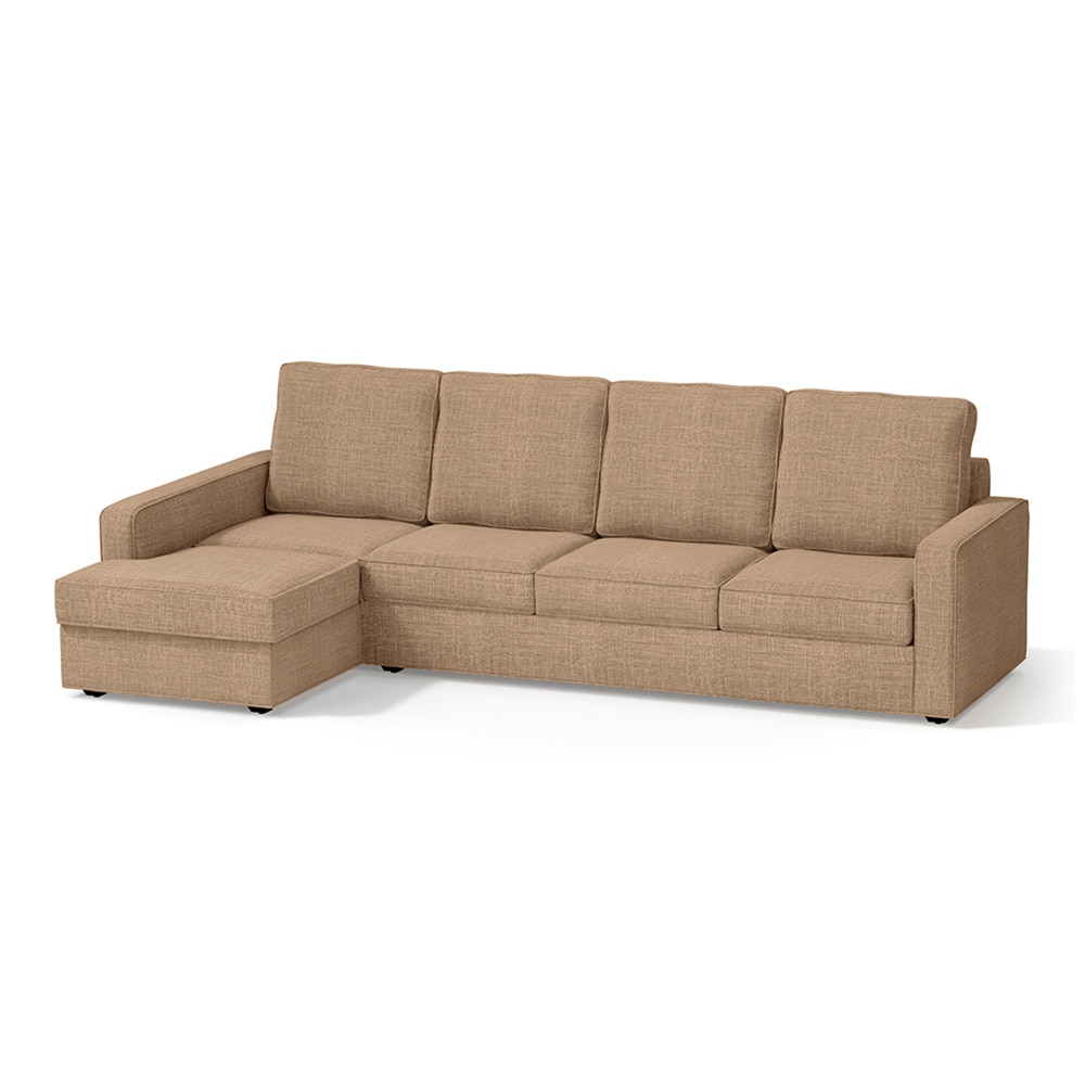 Apollo Sofa (Colour : Sandshell Beige, Cushion : Soft, Back Type : High Back, Seating Capacity : Left Aligned 3 Seater + Left Aligned Chaise + Ottoman)