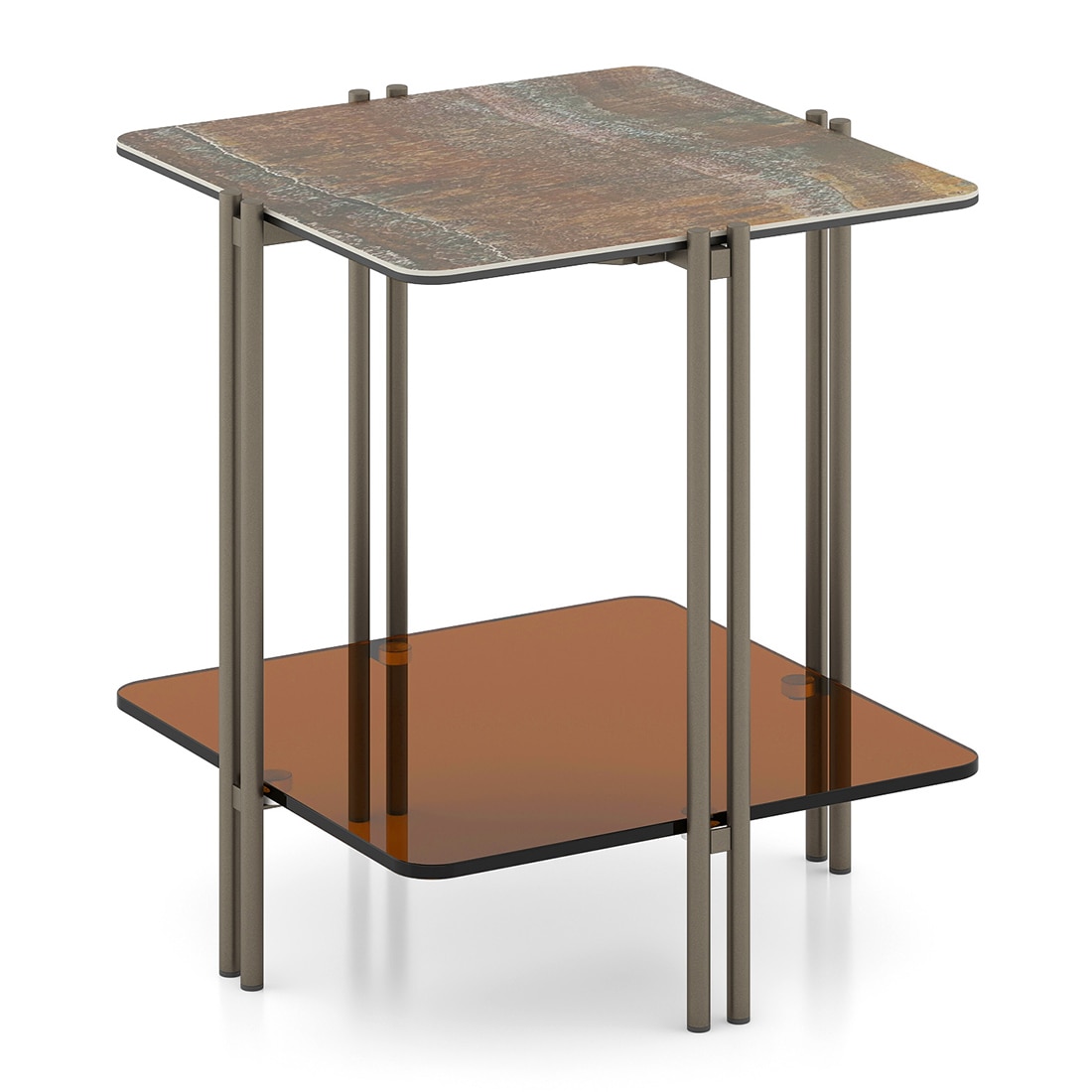 Paloma Marble Side Table in Jupiter Rust Spanish Ceramic Finish