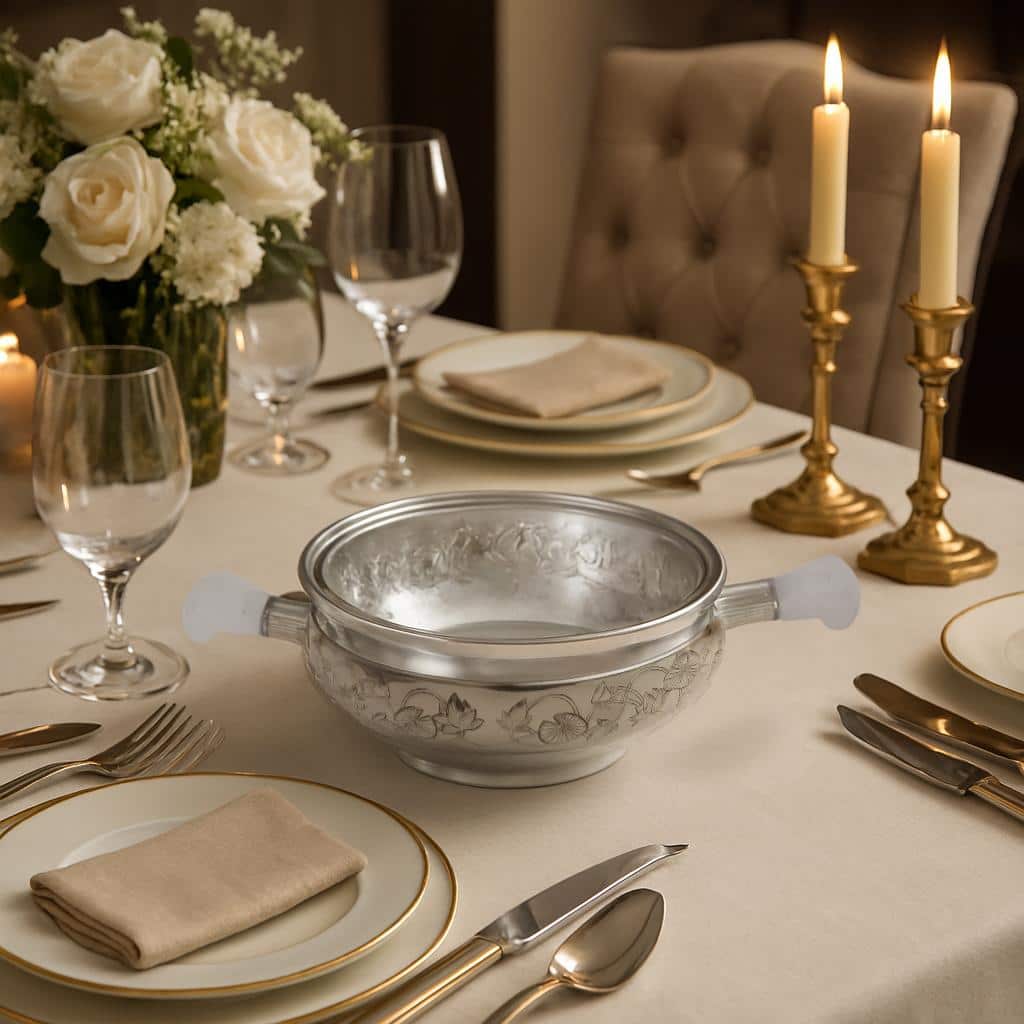 Silver Round Serving Bowl