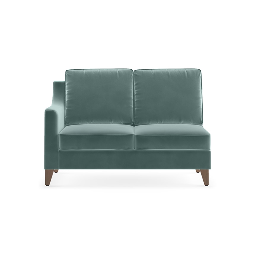 Abbey Sectional Sofa (Colour : Dusty Turquoise Velvet, Cushion : Soft, Seater : Right Aligned 2 Seater + Right Aligned Chaise)