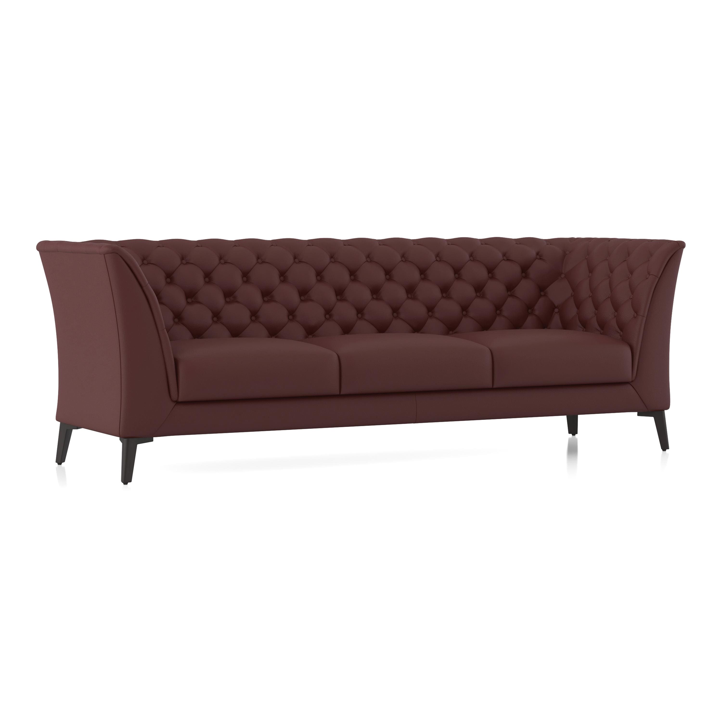 Weston 3 Seater Half Leather Sofa In Bordeaux Italian Leather