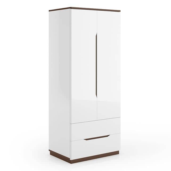 Baltoro Engineered Wood 2 Door Wardrobe in White Finish