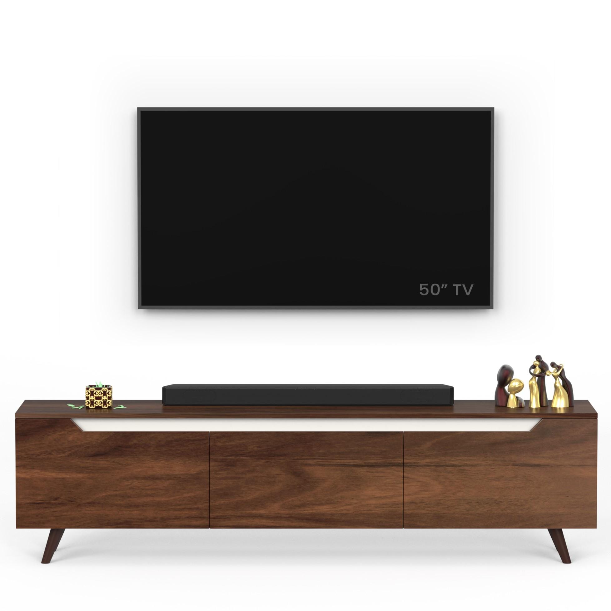 Blesky Engineering Wood Floor Standing Tv Entertainment Unit In Brown Maple Finish
