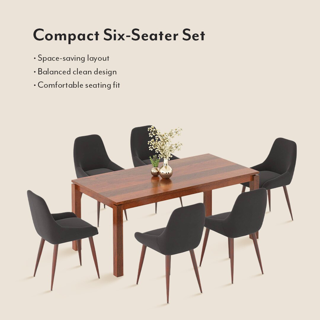 Atlas Solid Wood 6 Seater Dining Table With Rickman Lounge Chairs