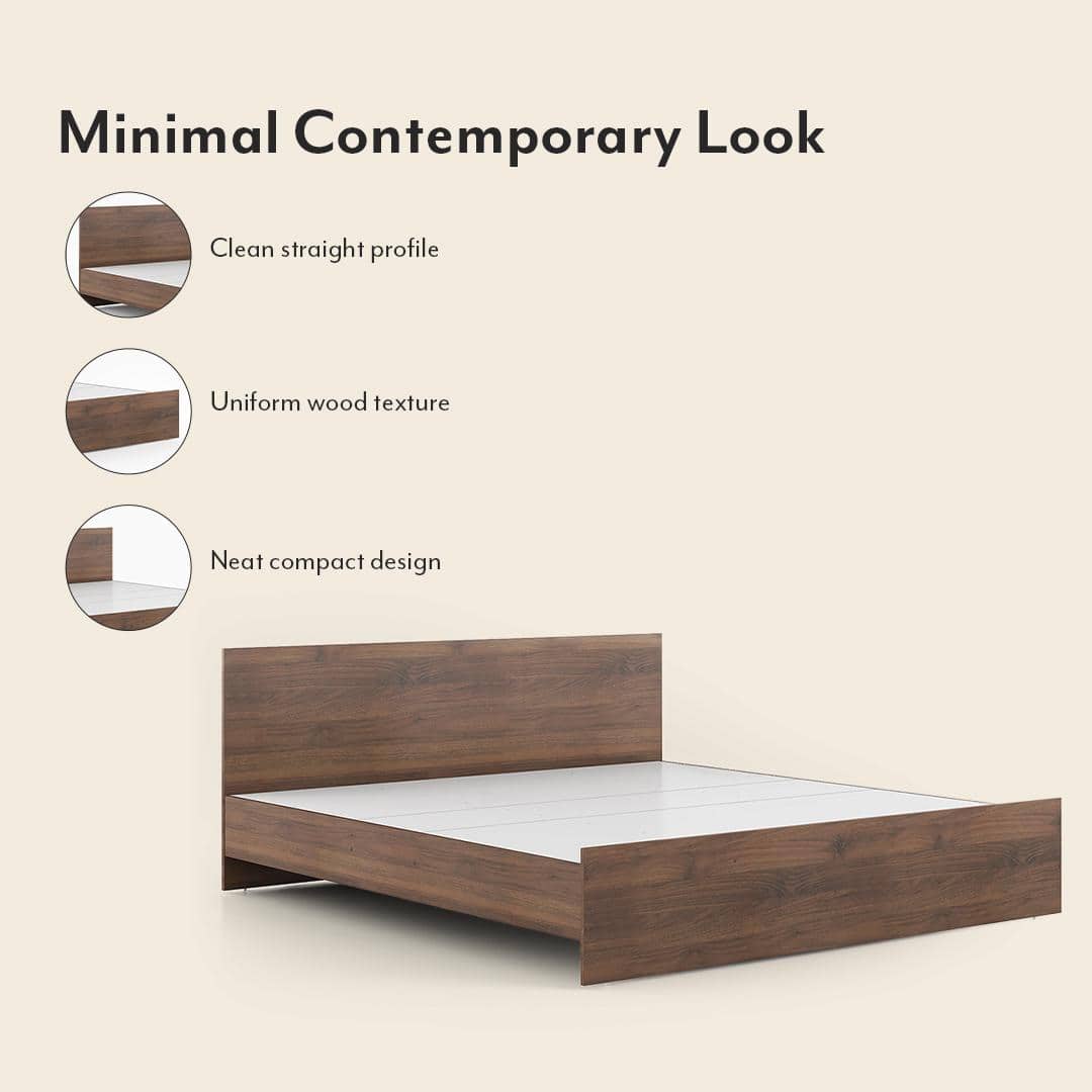 Zoey Engineered Wood King Size Bed In Classic Walnut Finish