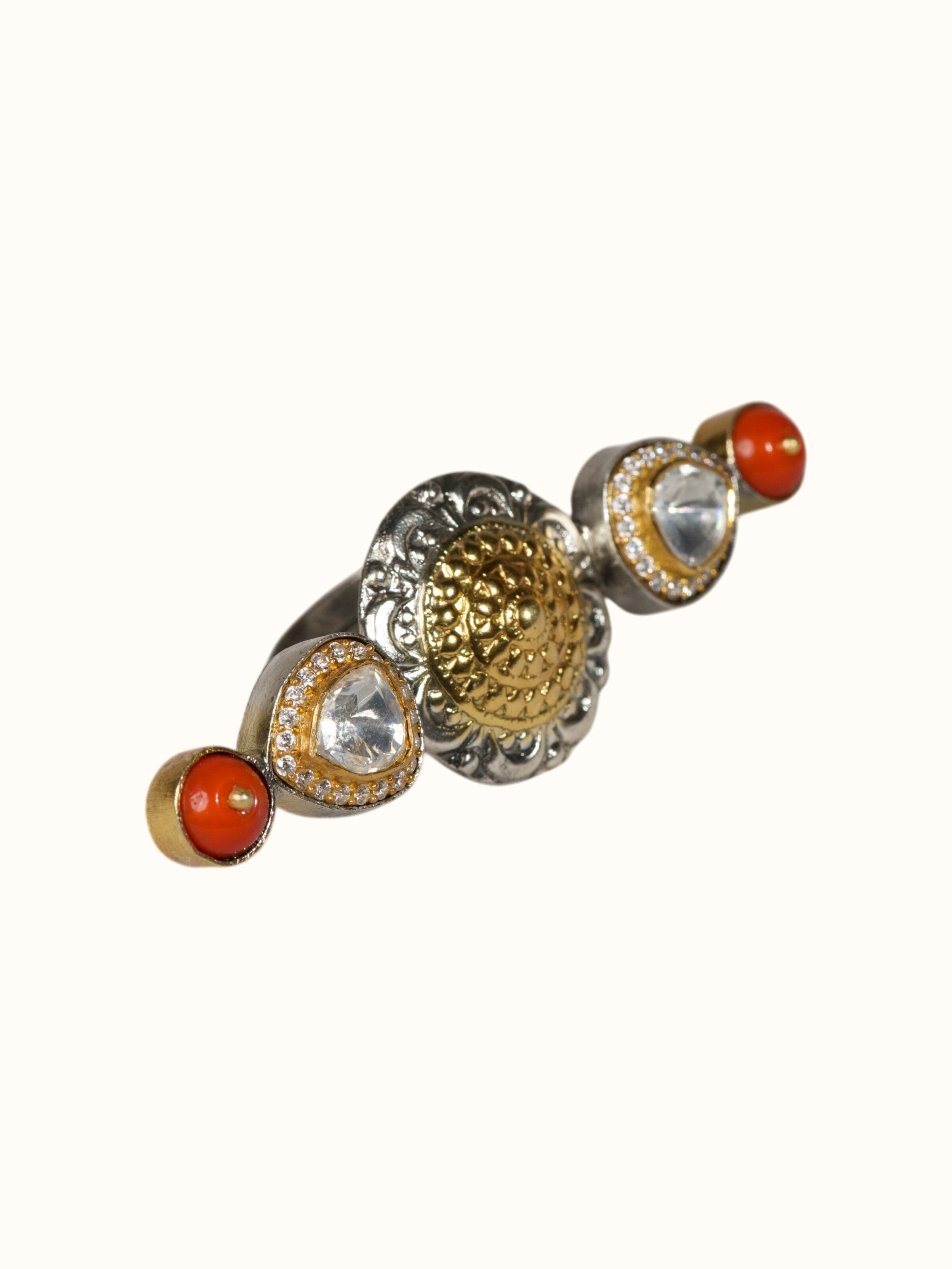 Dank Polki Silver Ring