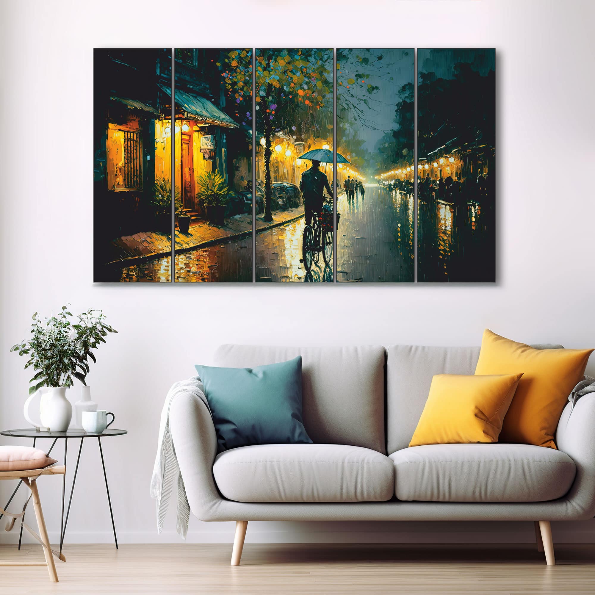 The Castle Decor Beautiful Night Abstract Wall Art Framed Painting 27x48 Inch - The Castle Decor