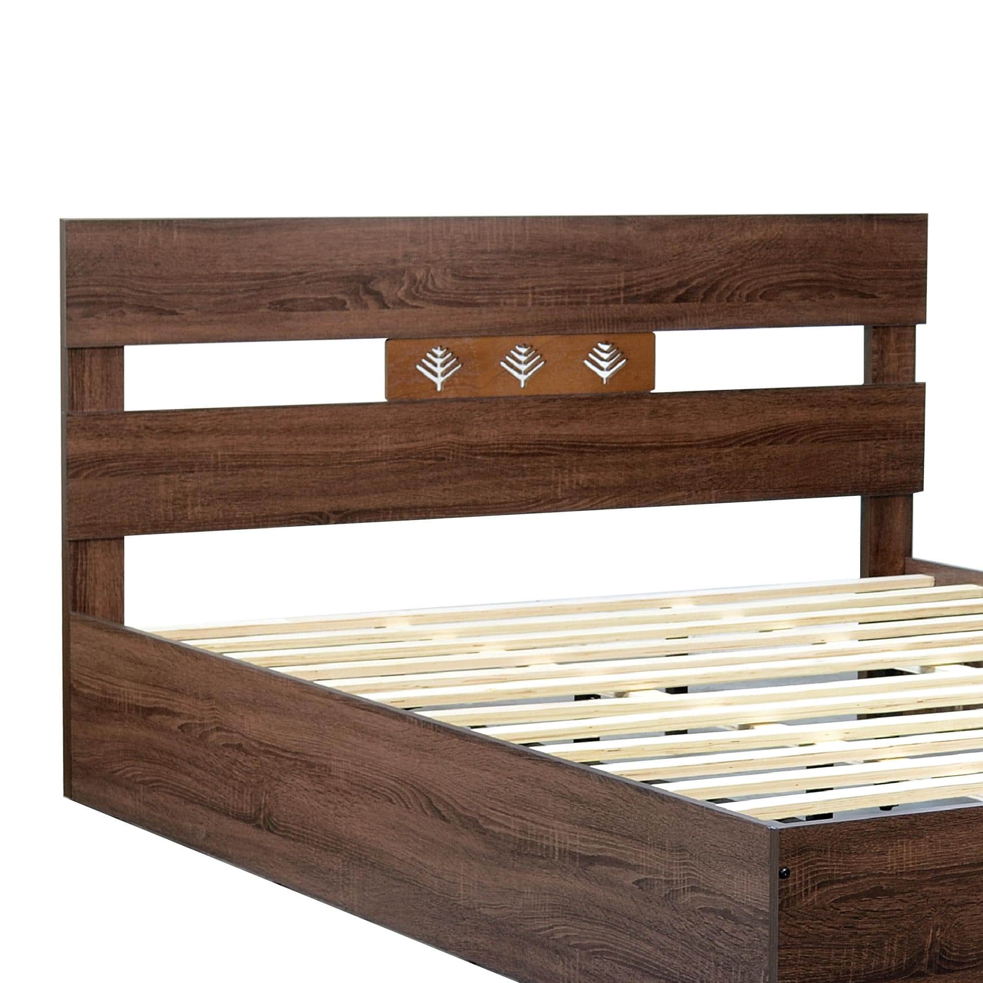 Yumako Queen Size Bed In Walnut Finish