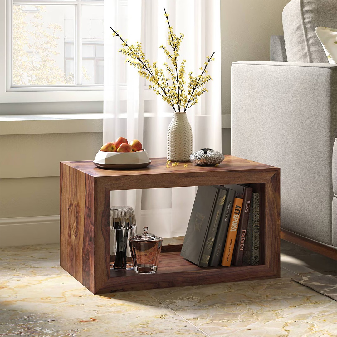 Euler's End Table Teak Finish - Urban Ladder
