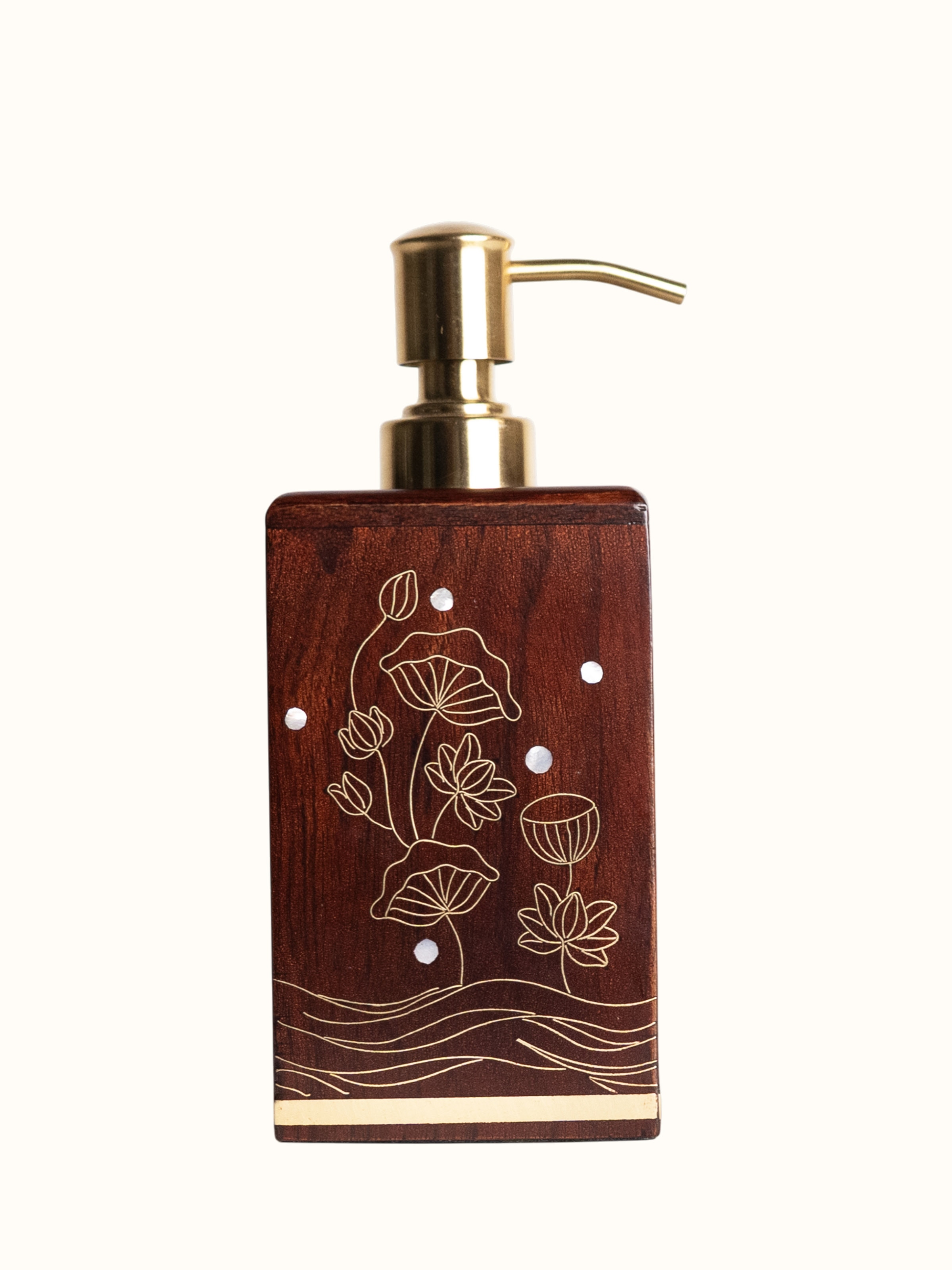 Kamal Tarkashi Teak Wood Soap Dispenser