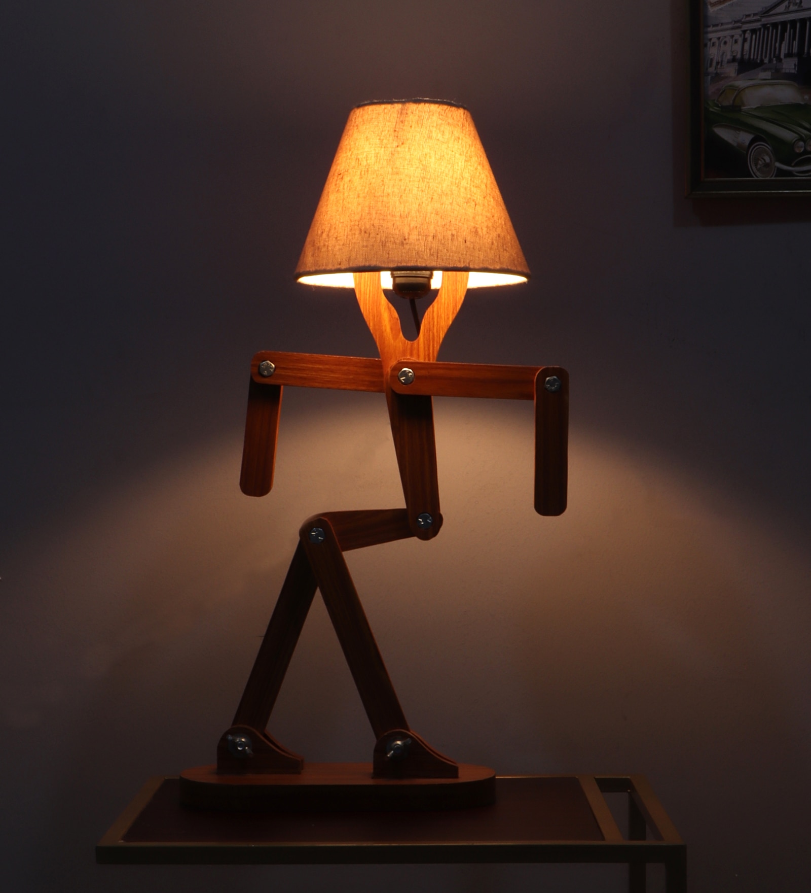 Man Table Lamp in Brown Shade