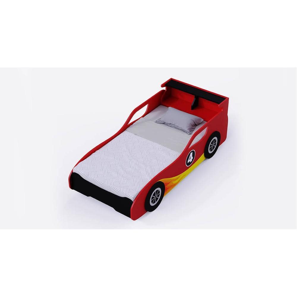 Fire Engineered Wood Open Storage Bed in Red Colour