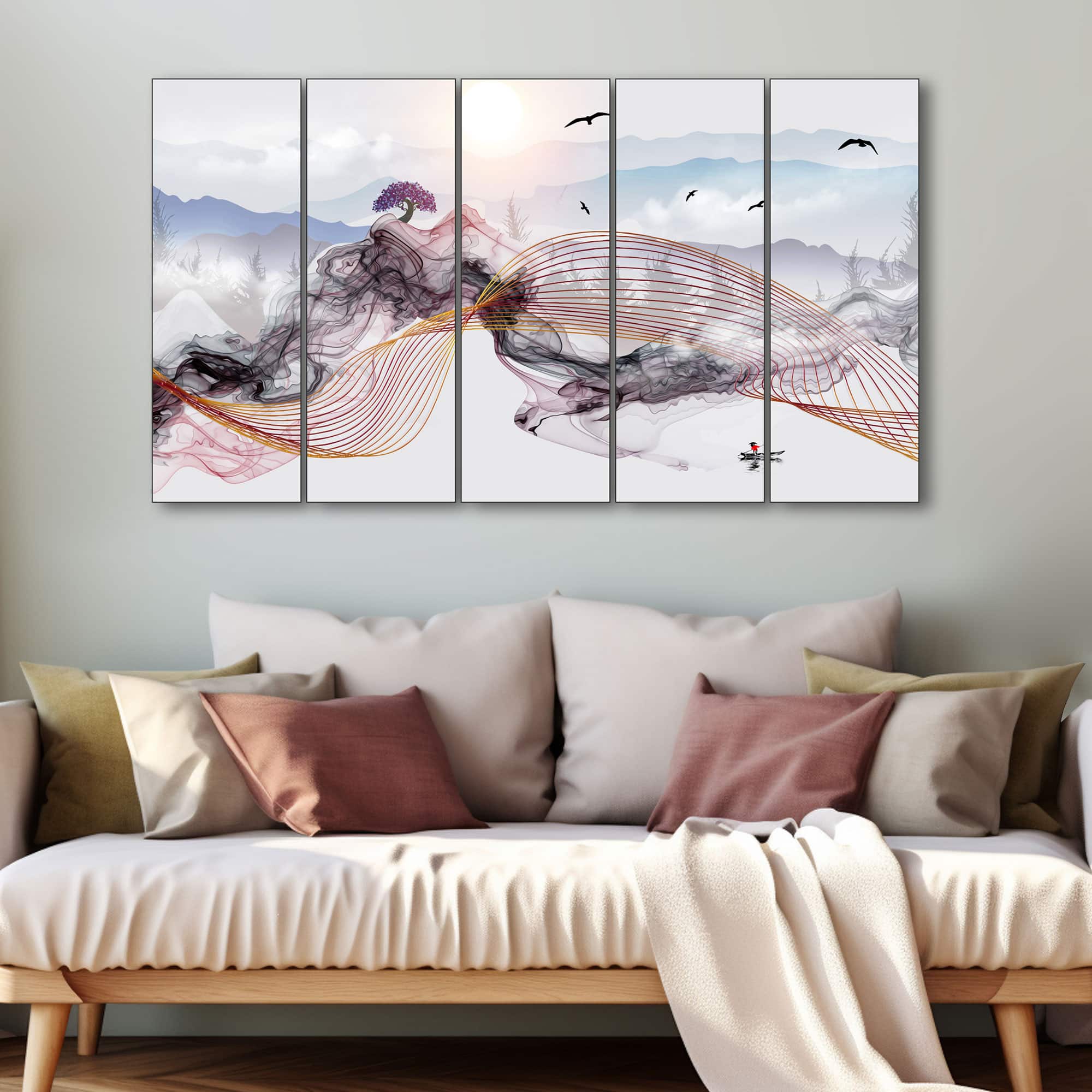 The Castle Decor Nature Art Wall Painting Wooden Framed 27x48 Inch (Style 3) - The Castle Decor
