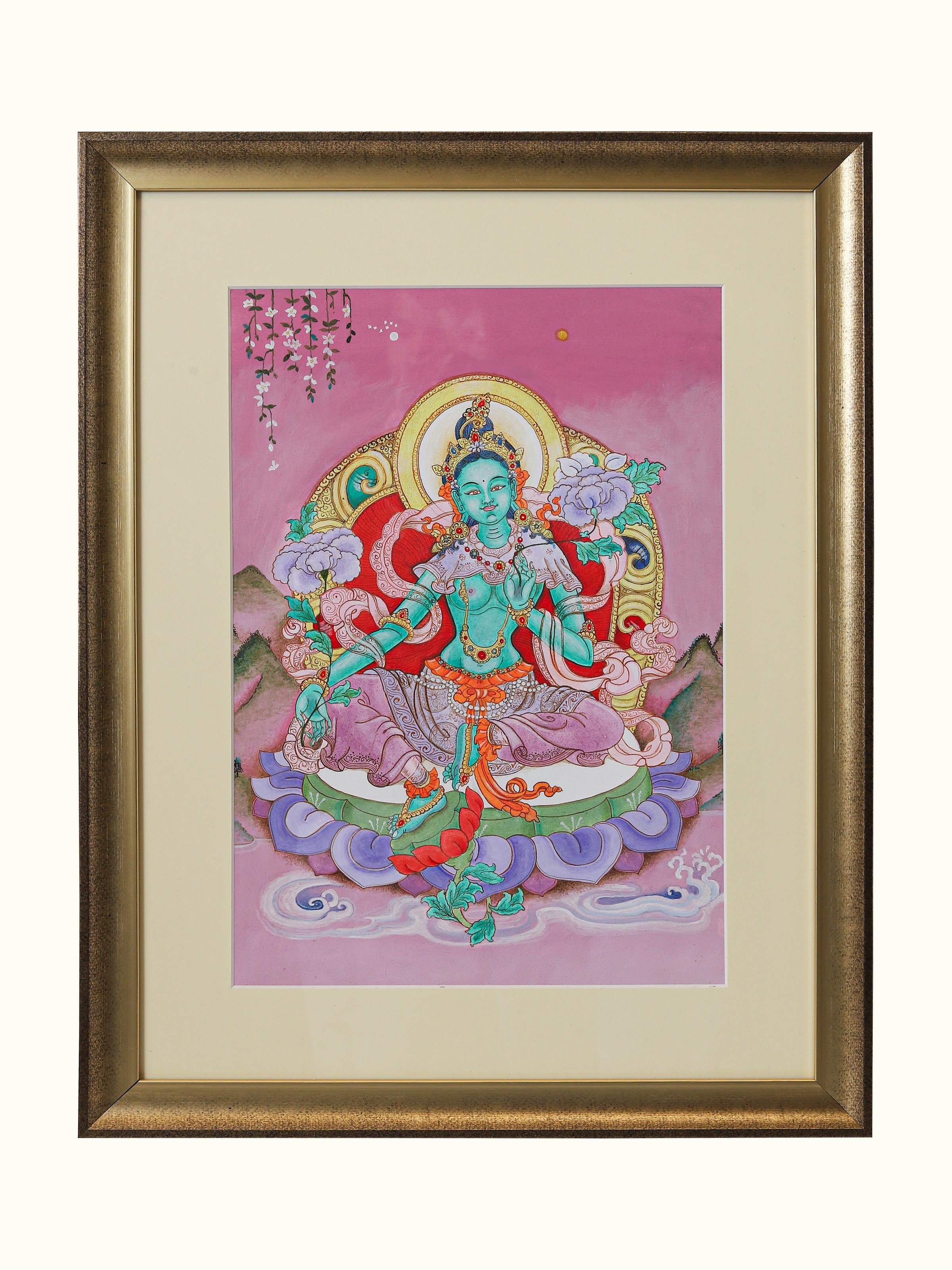Green Tara Thangka Painting