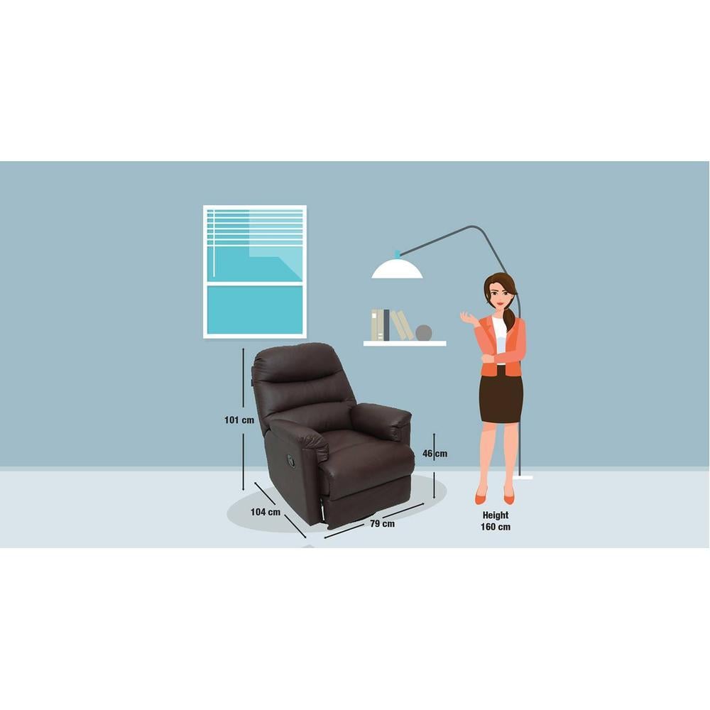Wave Leatherette One Seater Manual Recliner in Brown Colour