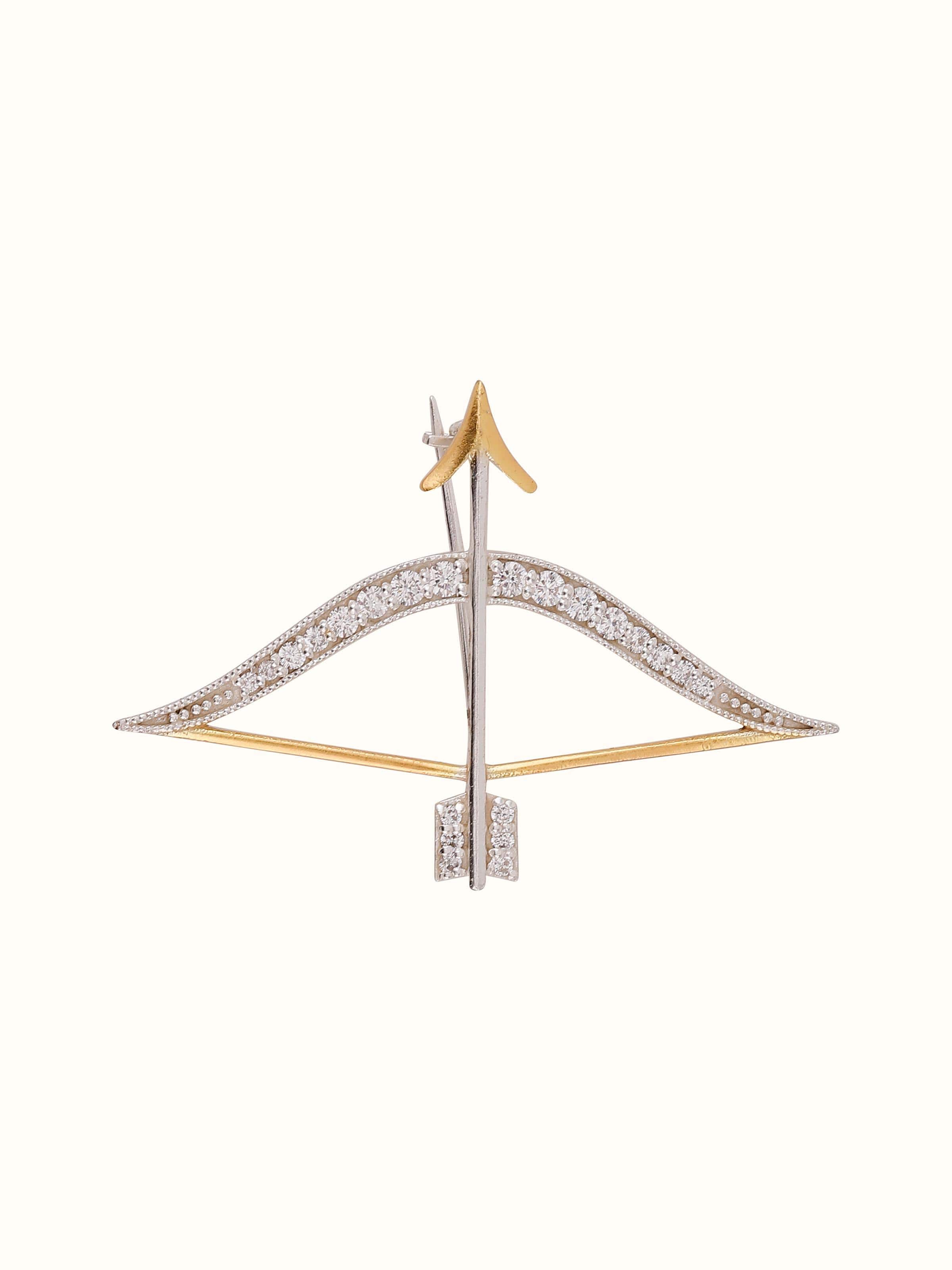 Front view of handcrafted silver brooch pin with stylised modern form