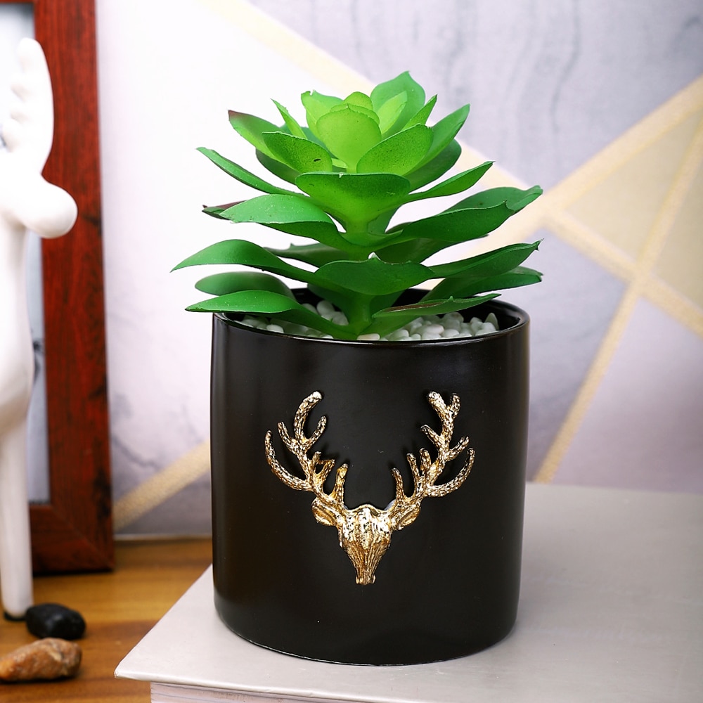 Black 1 Pieces Succulent Artificial Plant With Pot