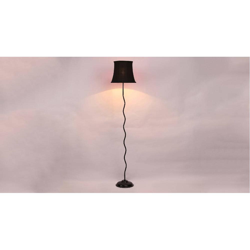 Brendan Black Fabric Floor Lamp with Black Iron Base
