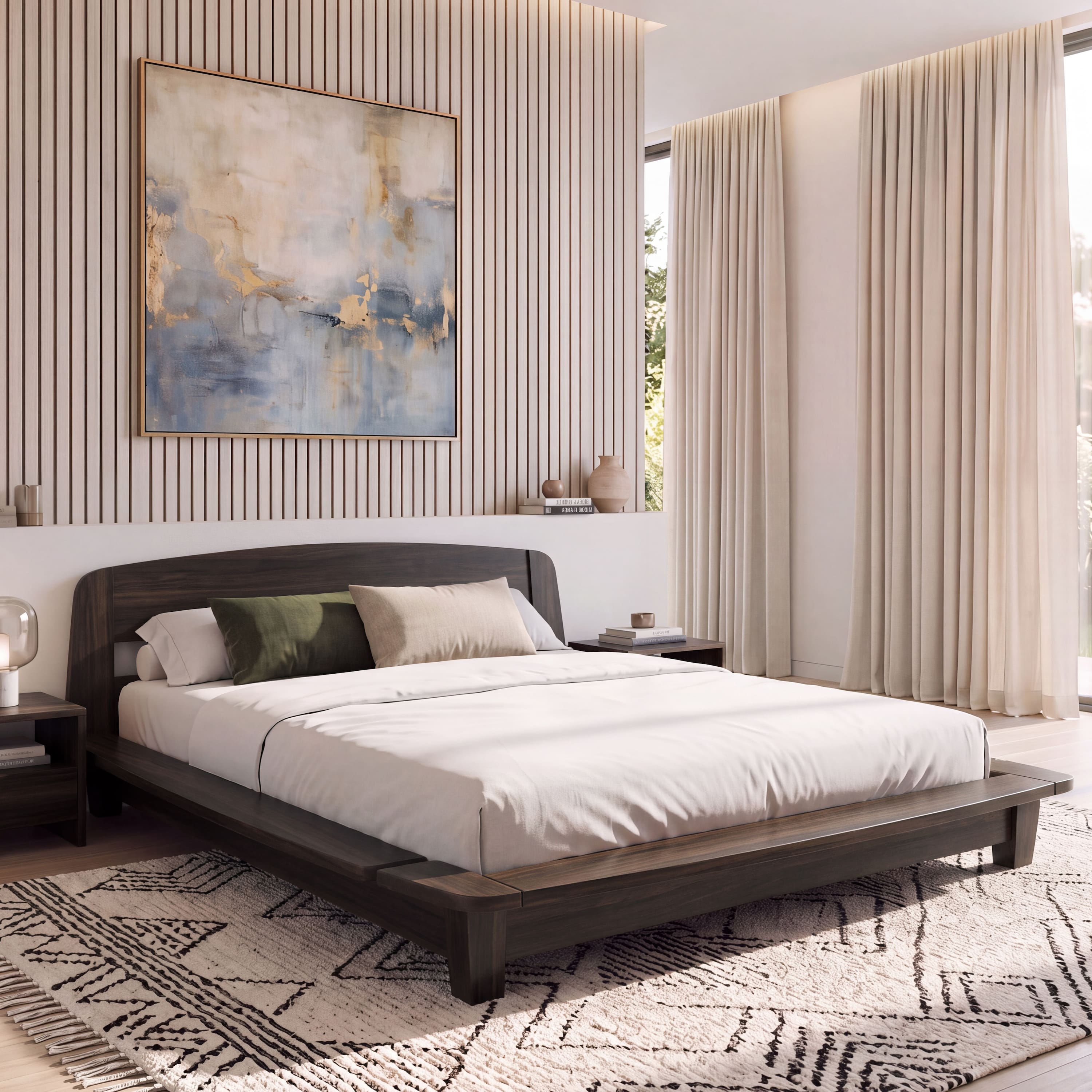 Tahiti Platform Bed Queen Dark Chestnut Finish