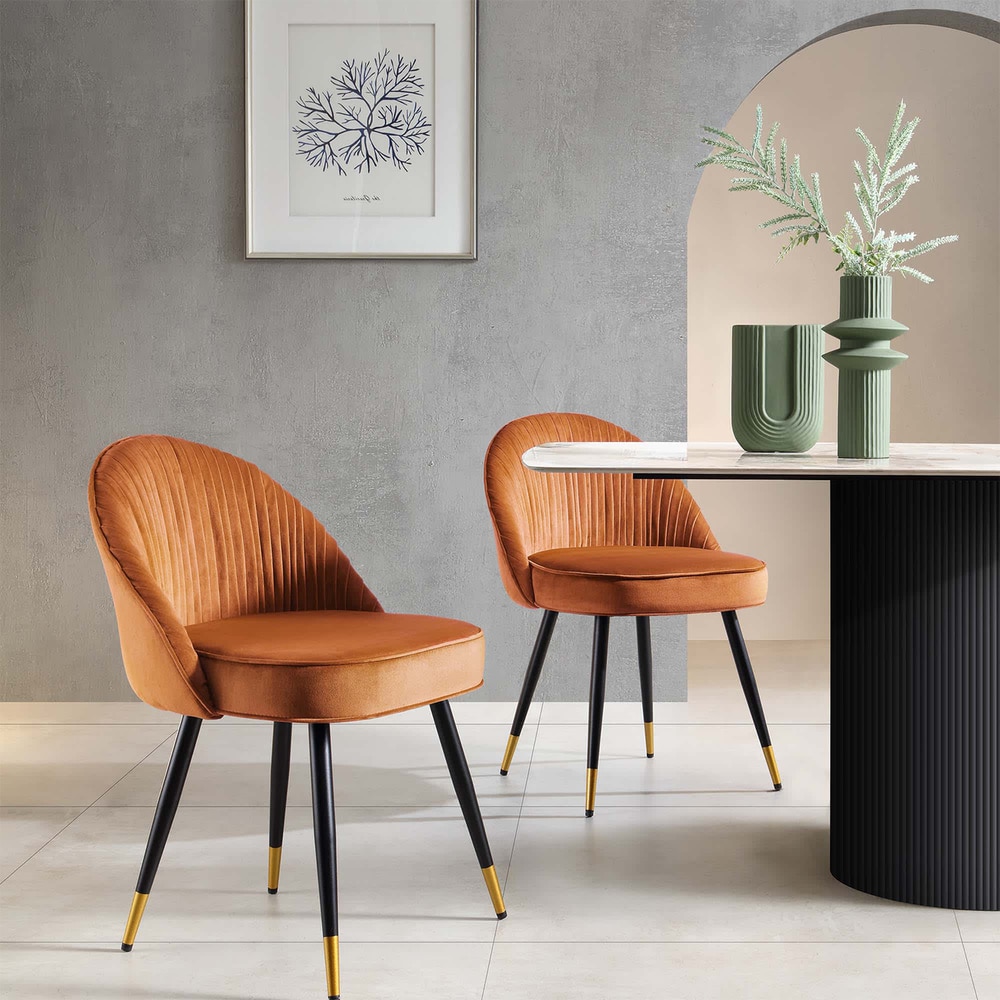 Momence Metal Accent Chair in Orange Colour - Doe Buck