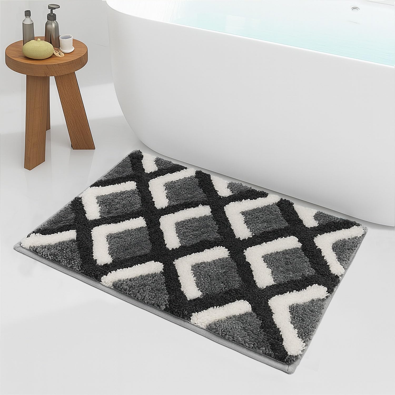 Luxe Home Macau Square Bath Mat (40x60 cm)- Grey - Luxe Home International