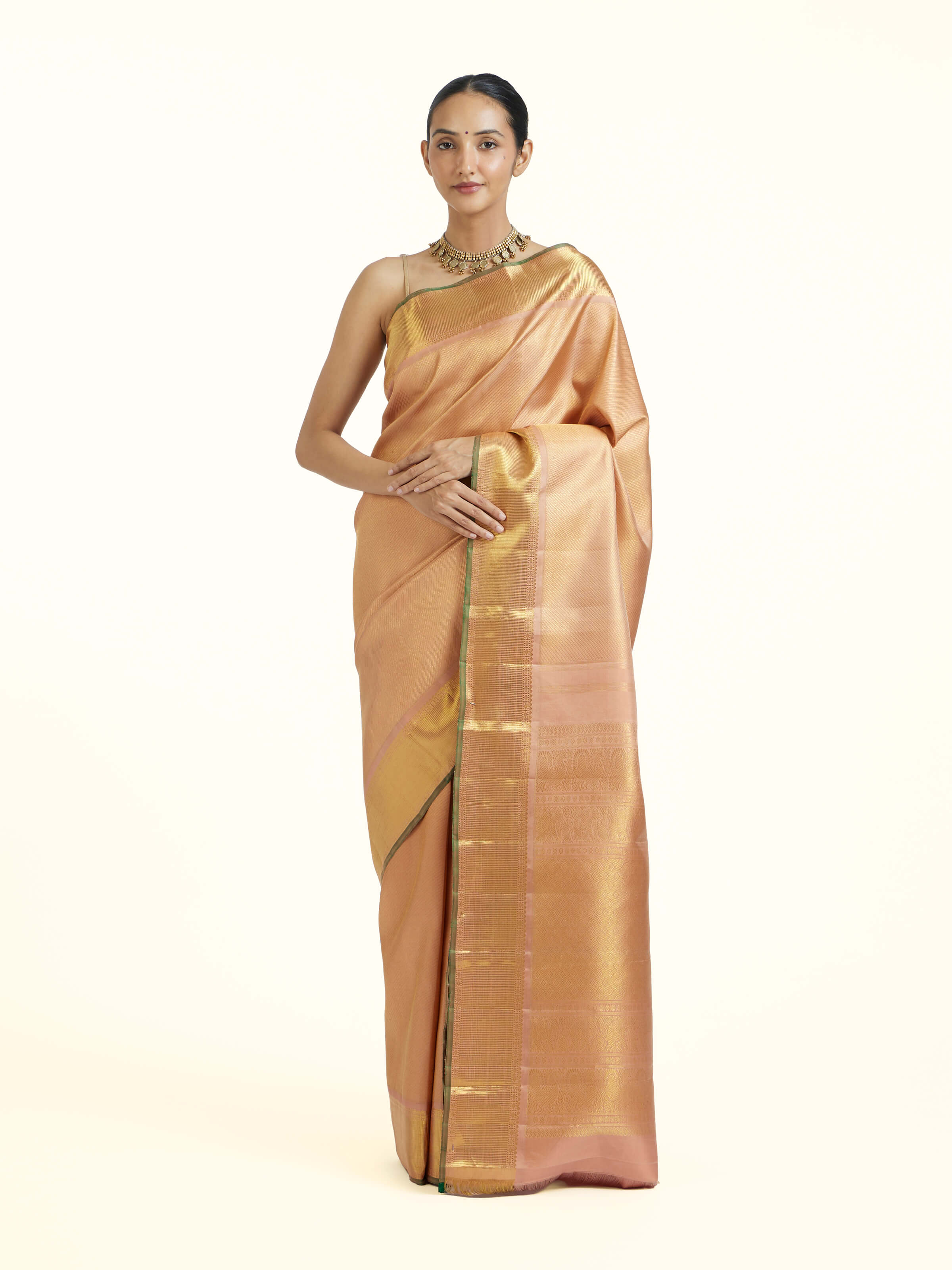 Pink Kancheepuram Silk Zari Saree