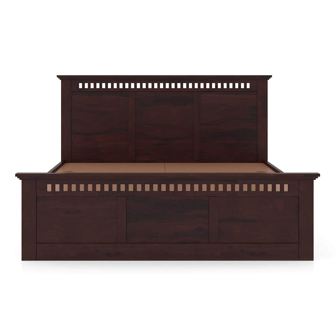 Fidora Solid Wood Queen Box Storge Bed In Mahogany Finish