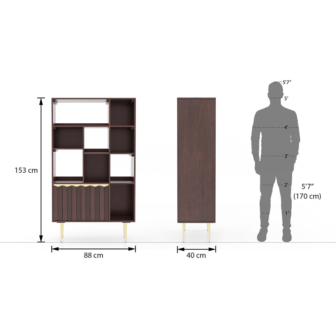 Keoni Solid Wood Bookshelf in Claret Mahogany Finish