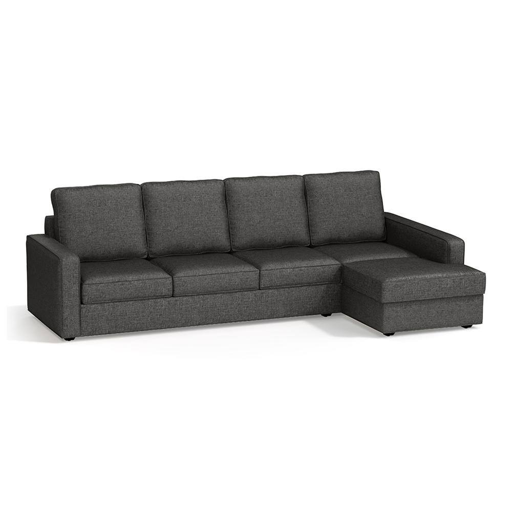 Apollo Sofa (Colour : Steel, Cushion : Hard, Back Type : High Back, Seating Capacity : Right Aligned 3 Seater + Right Aligned Chaise + Ottoman)