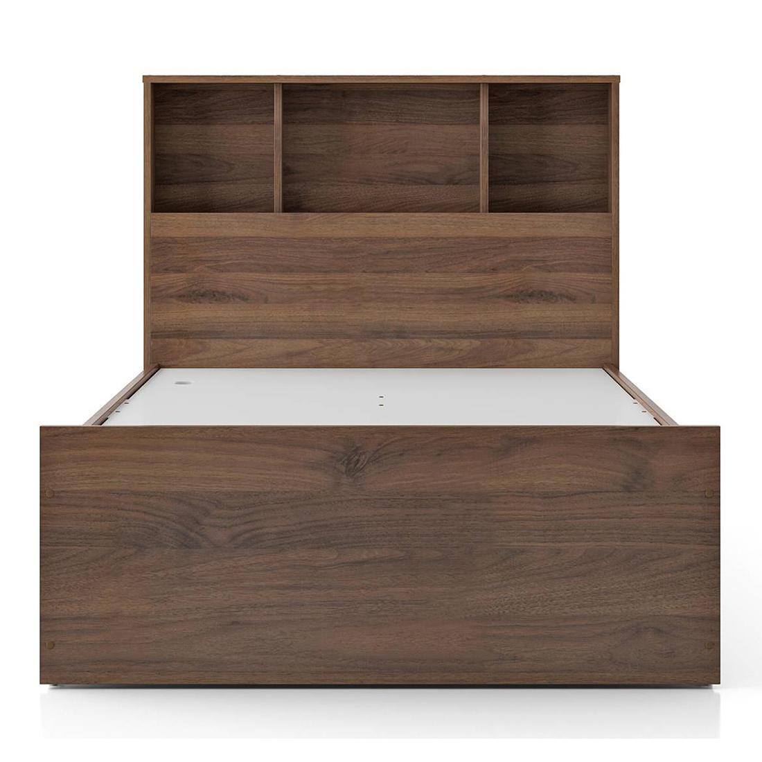 Jasper Engineered Wood Single Size Box Storage Bed In Classic Walnut Finish