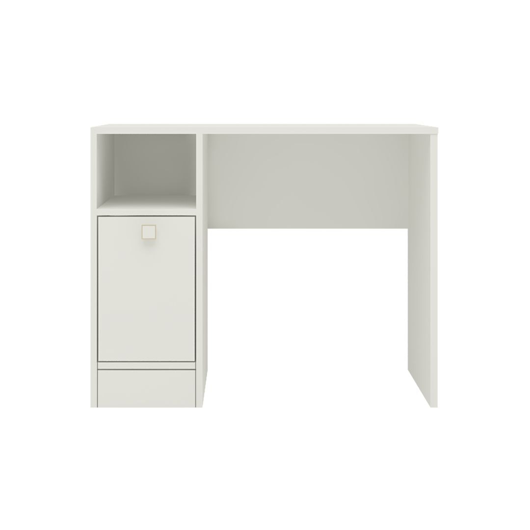 Sonoma Study Desk with Shuttered Cabinet and Open Shelf in Ivory Colour