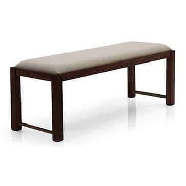 Oribi Dining Bench In Mahogany Finish With Wheat Brown Fabric