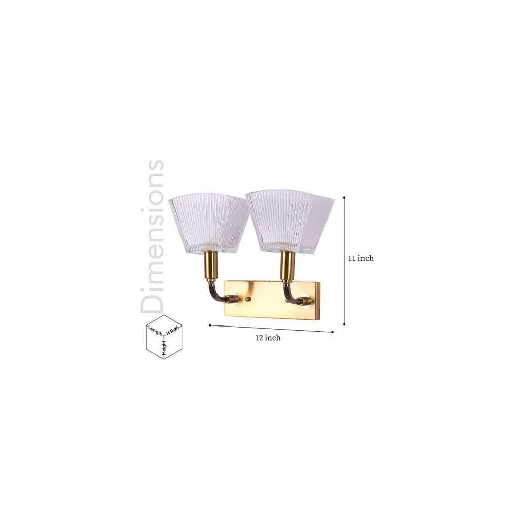 Carbon Loft Brass Luxur Cut Glass Double Shade Wall Light