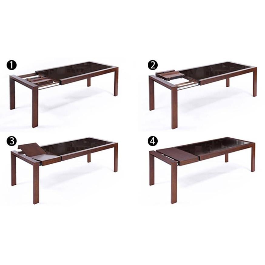 Vanalen Glass 6 To 8 Seater Dining Table In Dark Walnut Finish