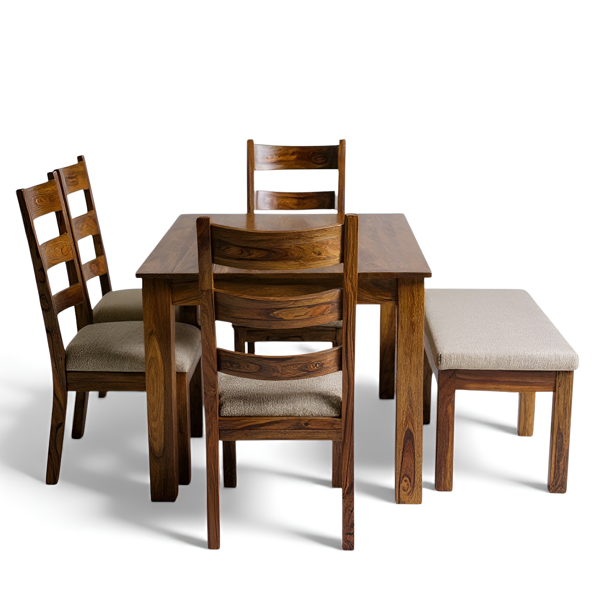 Oakmont Sheesham Wood Accent 6 Seater Dining Set With Teak Finish