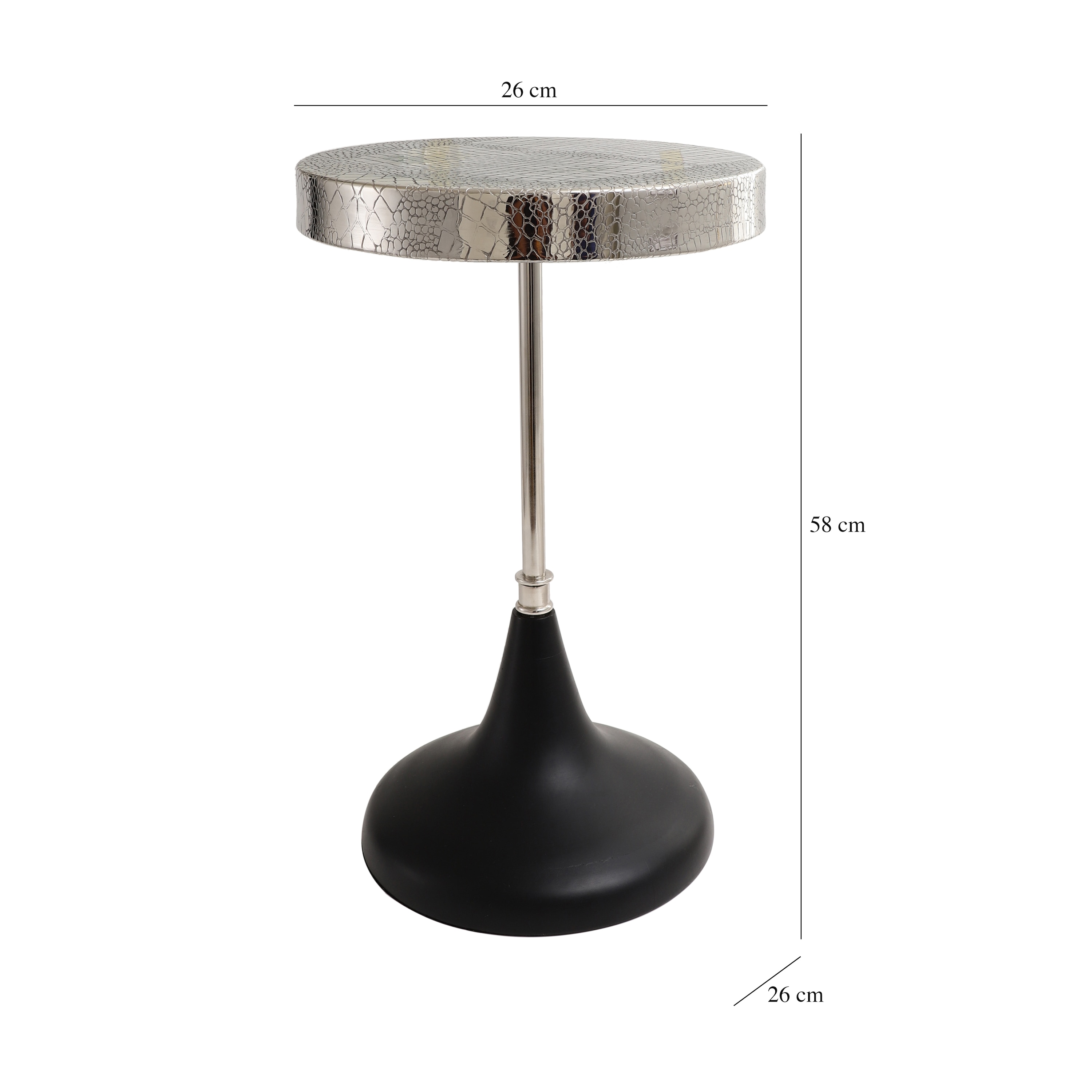 Arcana Metal Side Table in Black & Silver Colour