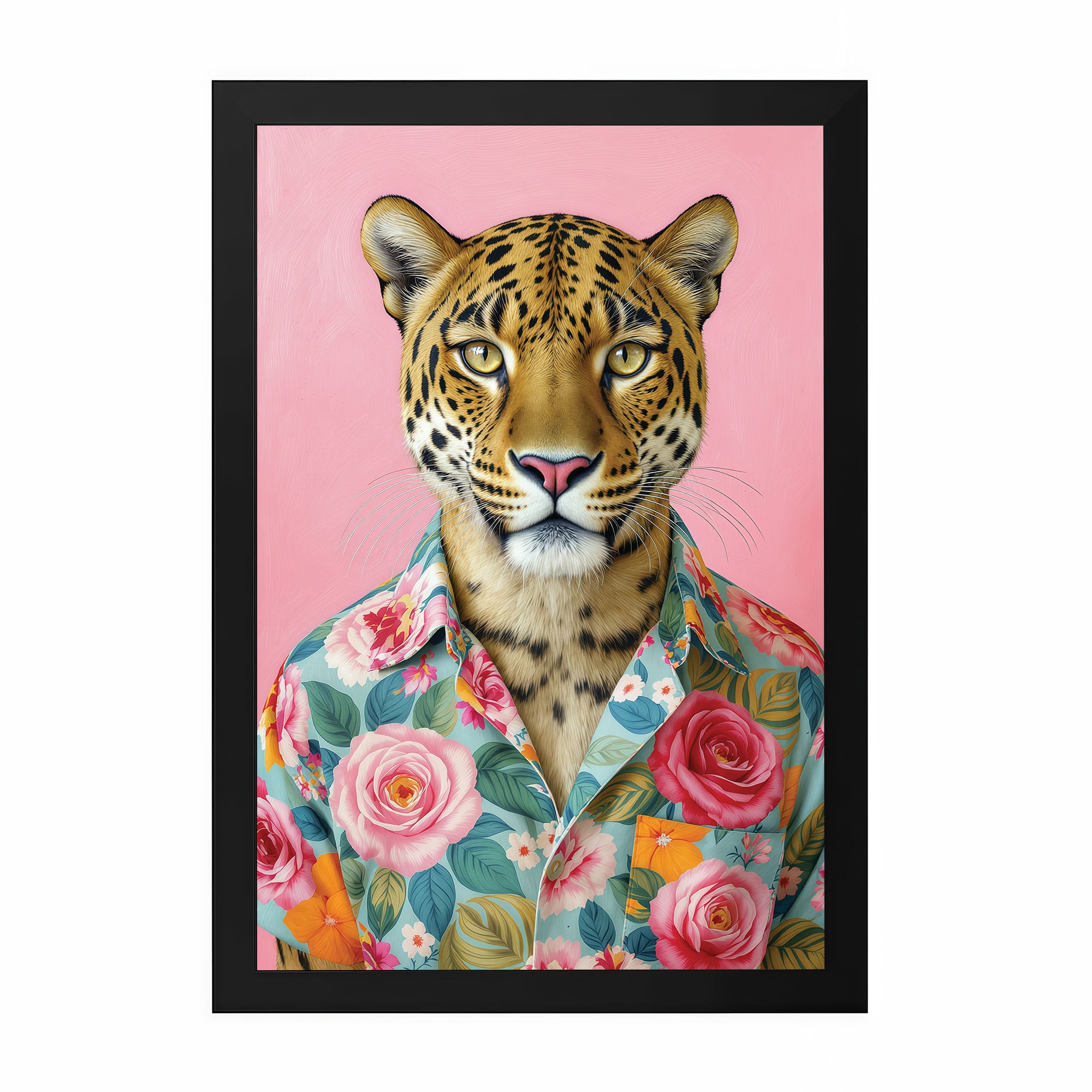 The Castle Decor Stylish Leopard Floral Shirt Wall Art 8x12 Inch - The Castle Decor