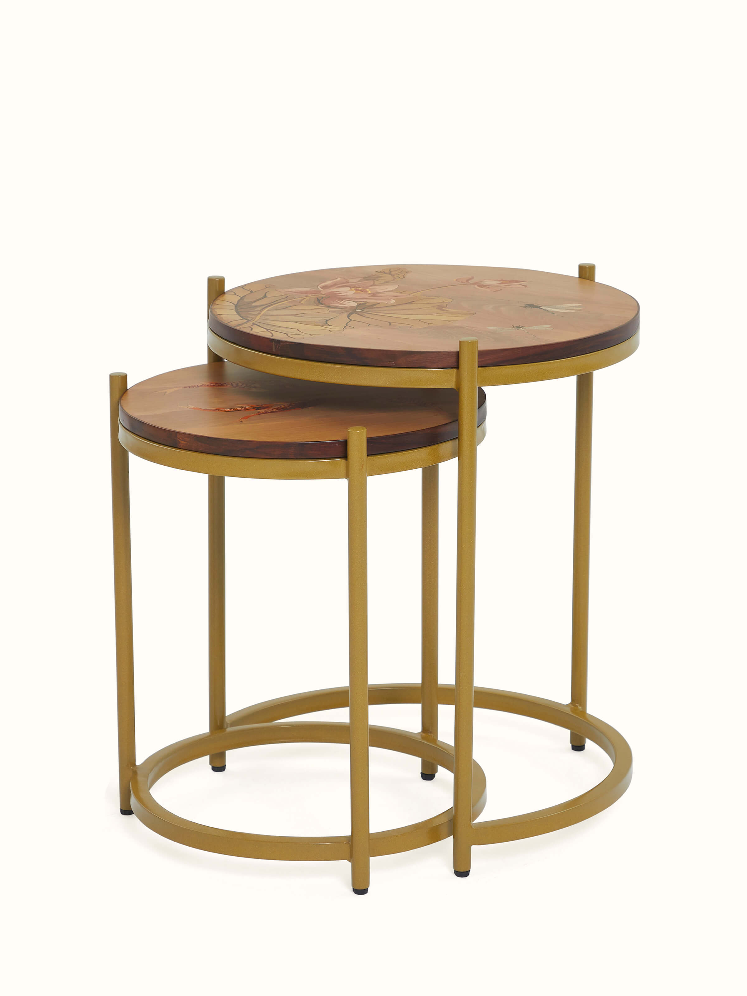 Angled view of Aluminium Marquetry Nesting Table
