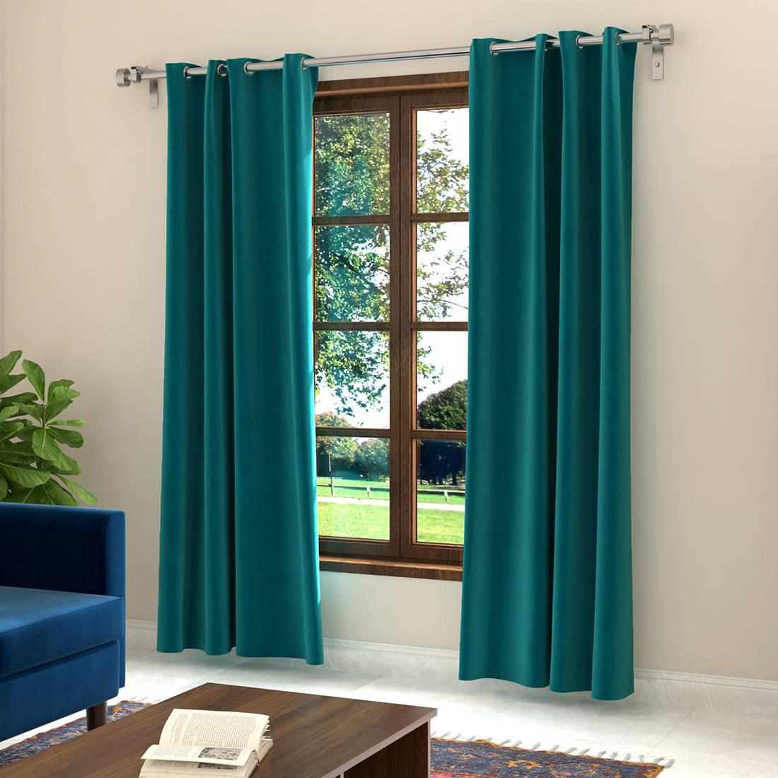Dawn Turquoise Polyester Room Darkening Door Curtain