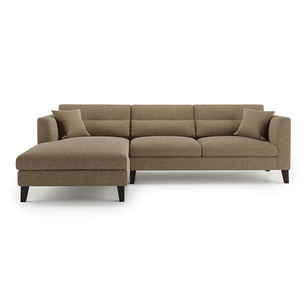 Lewis Sectional Sofa (Colour : Dune, Cushion : Soft, Seater : Left Aligned 3 Seater + Left Aligned Chaise) - Urban Ladder