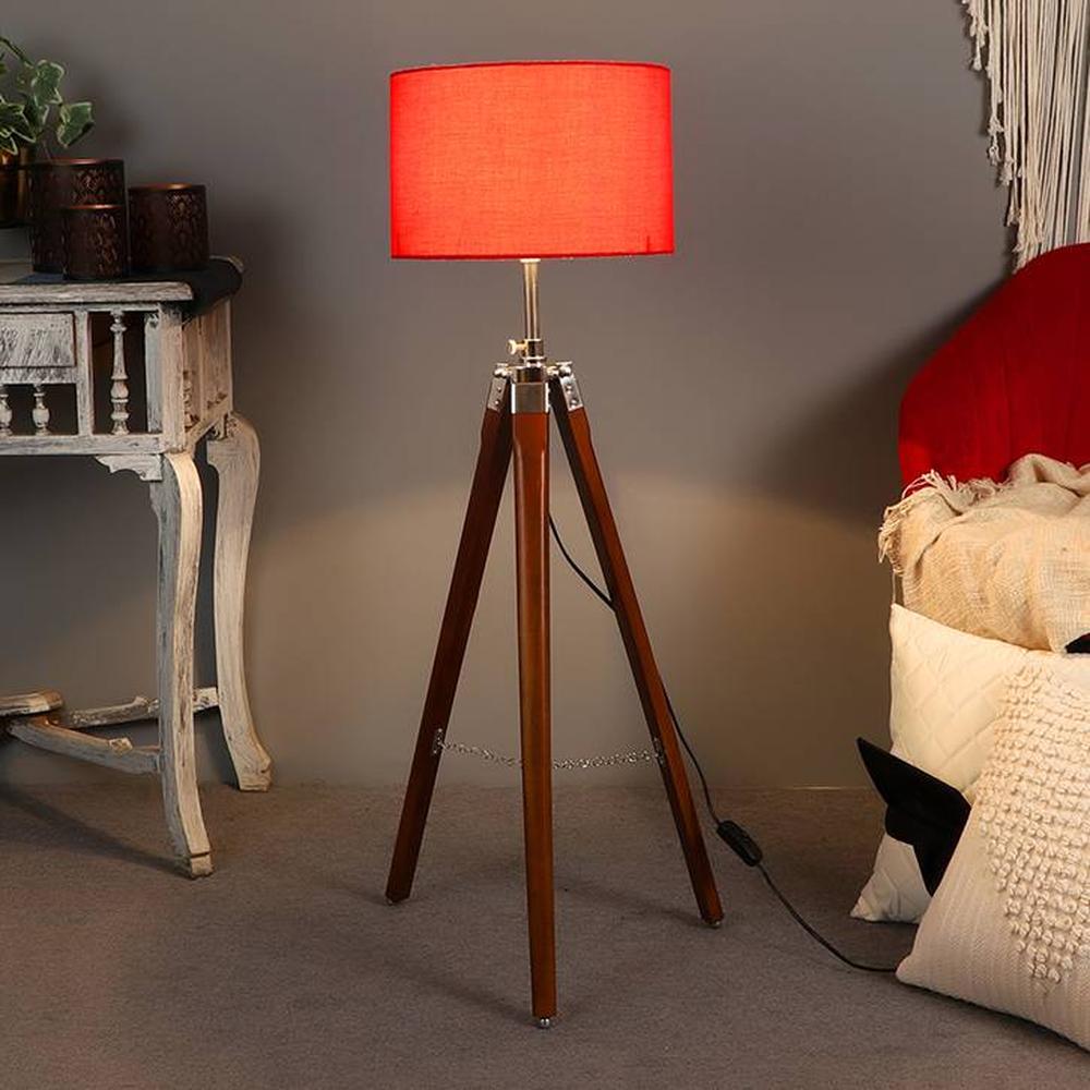 Saber Red Jute Shade Floor Lamp