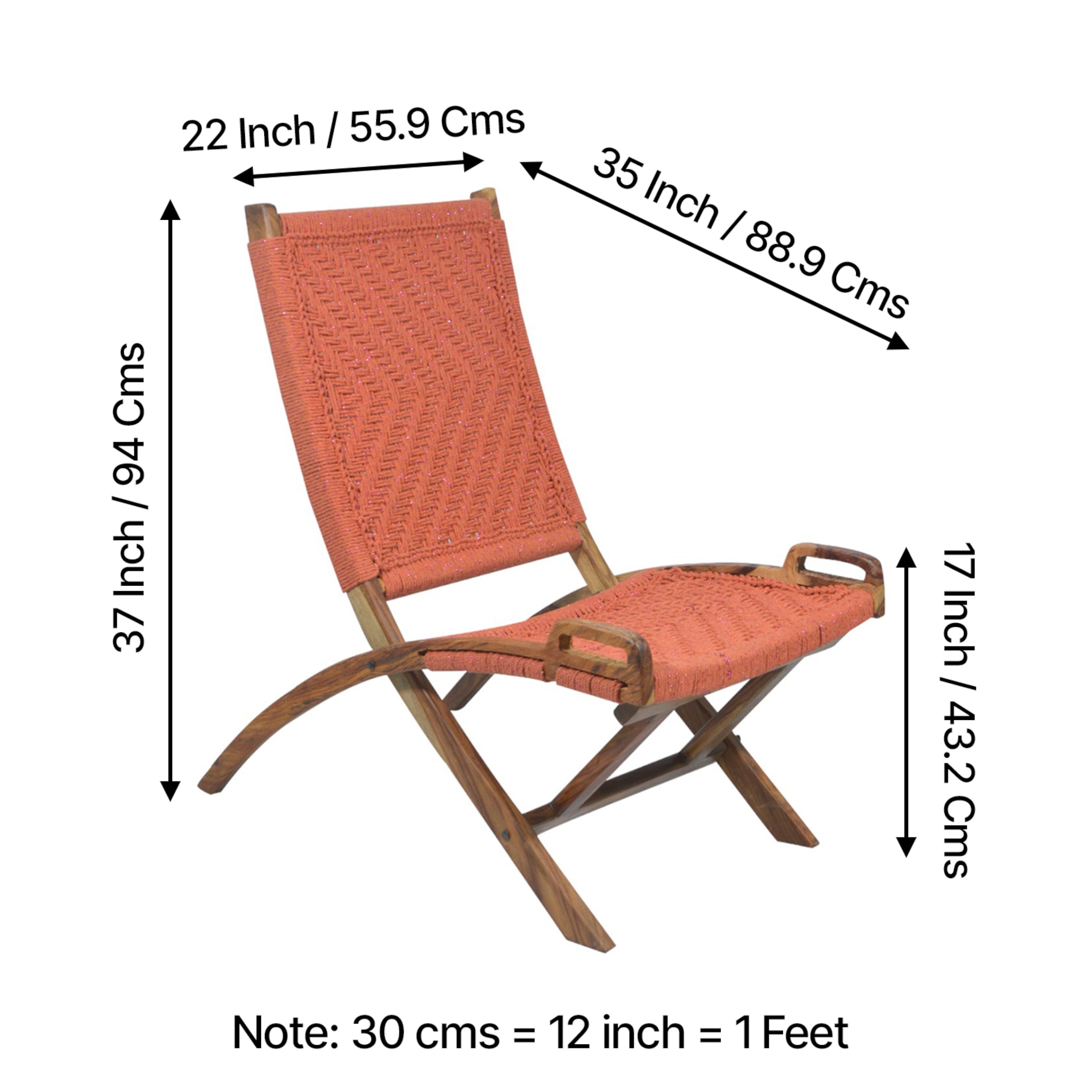Natwest Sheesham Wood Relaxing Maachi Chair in Orange Canning