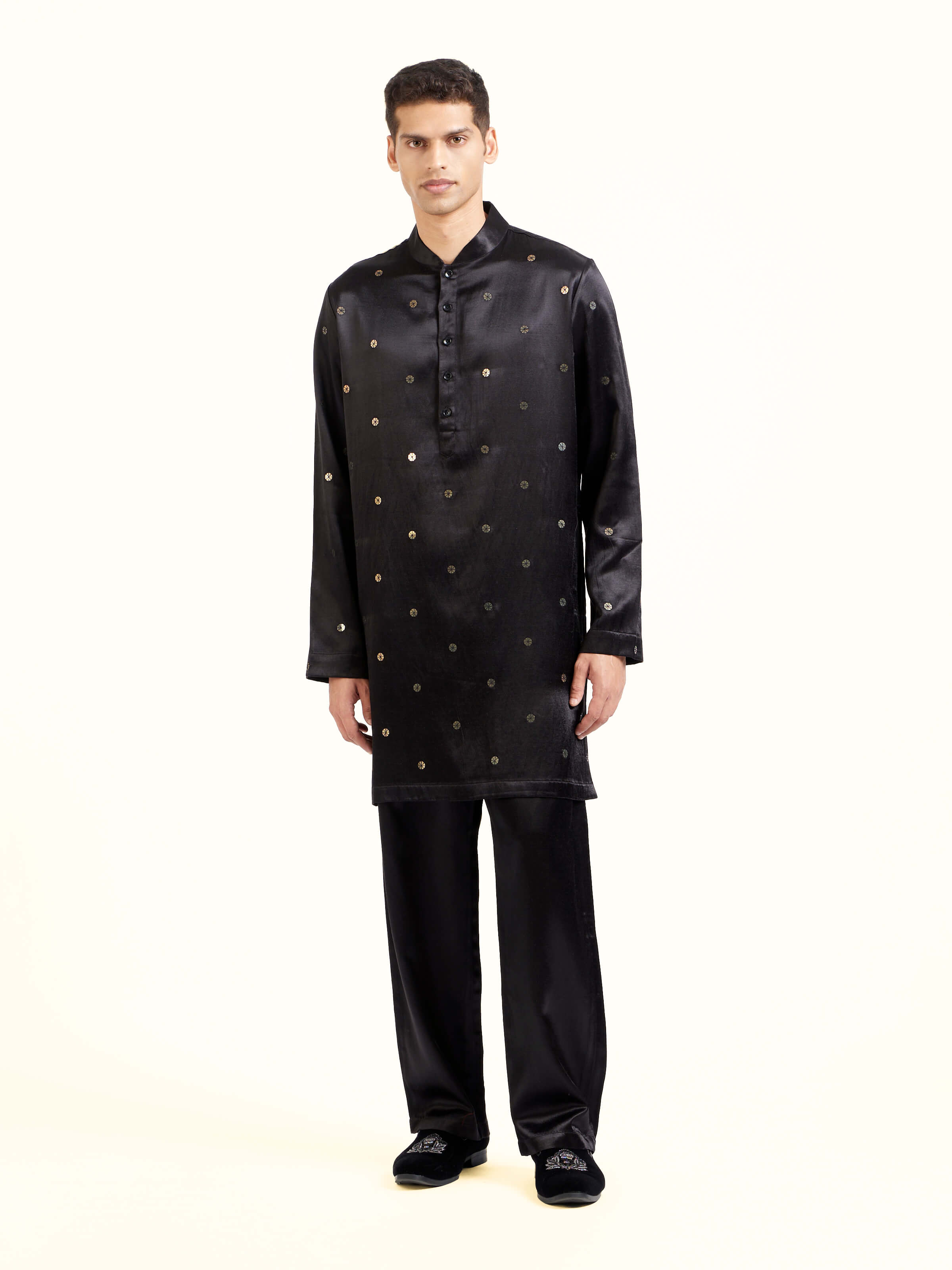Black Hand Embroidery Long Kurta