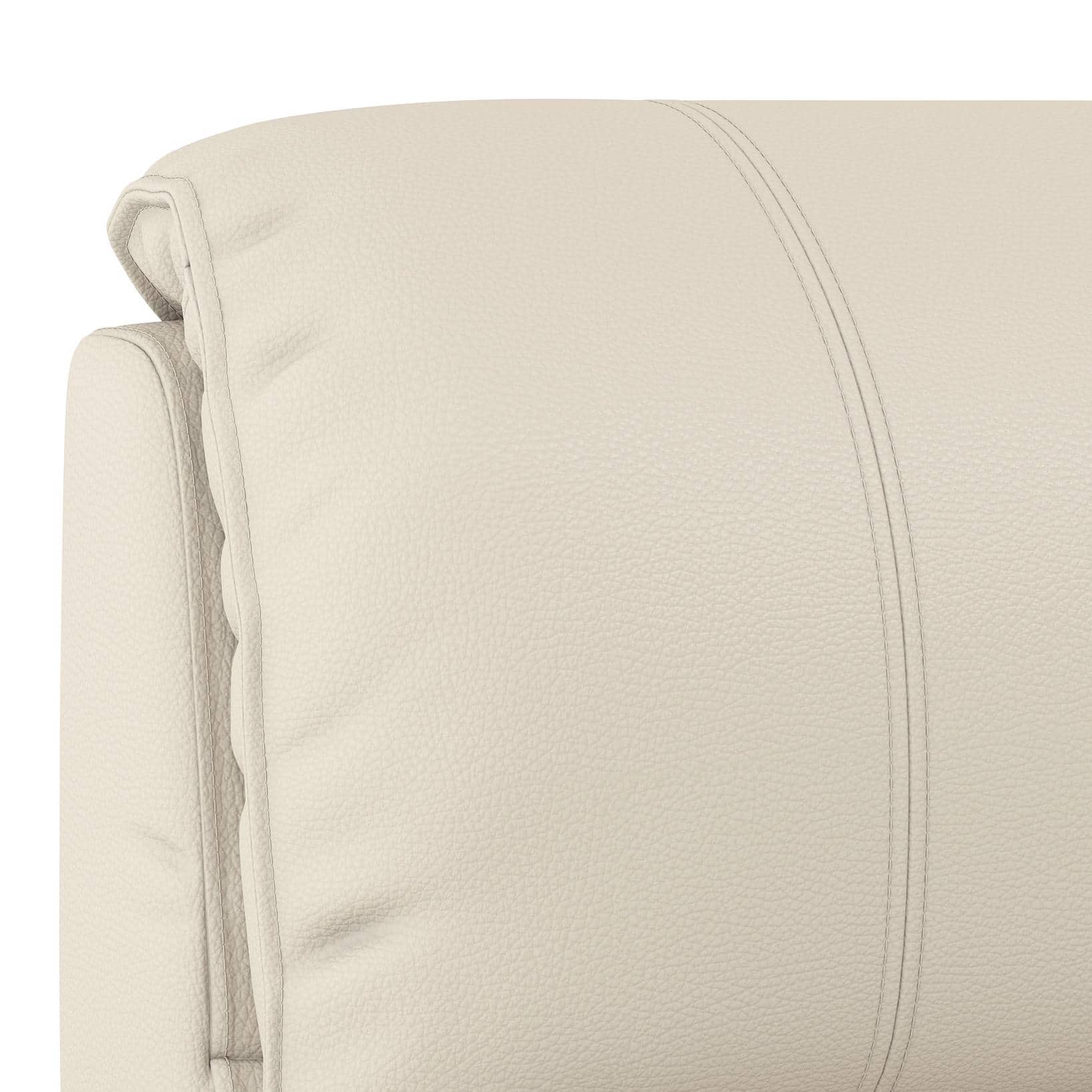 Leeroy One Seater Leather Recliner Sofa in Oyster White Colour