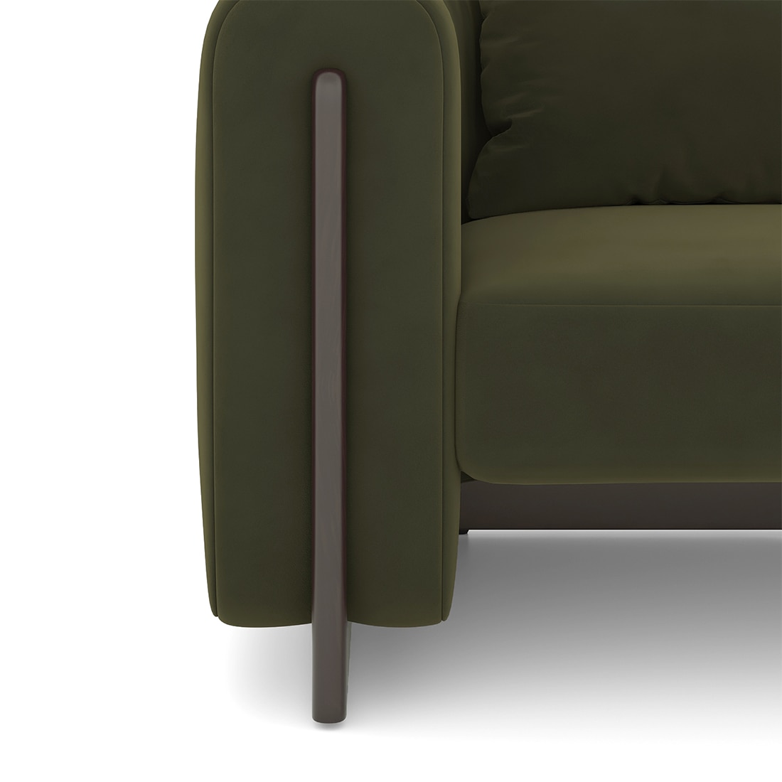 Reno Three Seater Fabric Sofa in Deep Olive Velvet