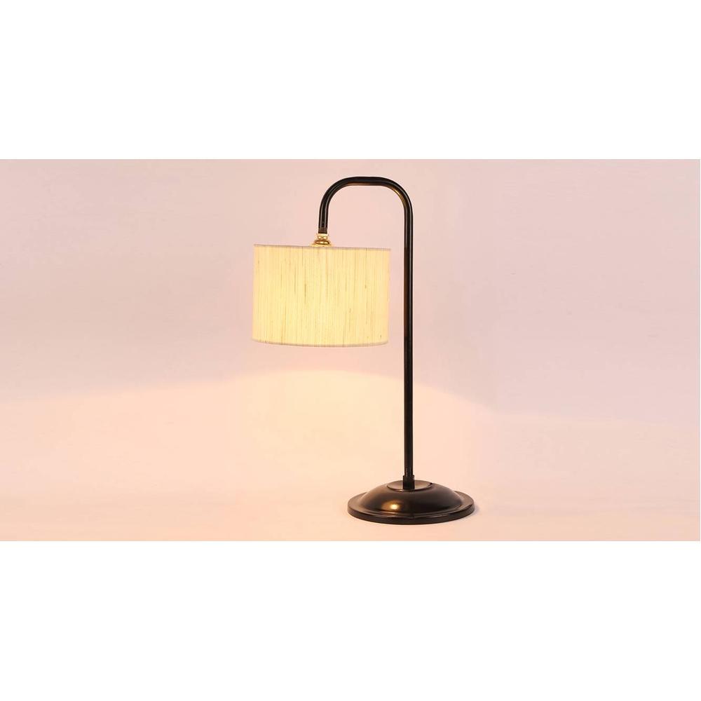 Clemence White Cotton Shade Table lamp